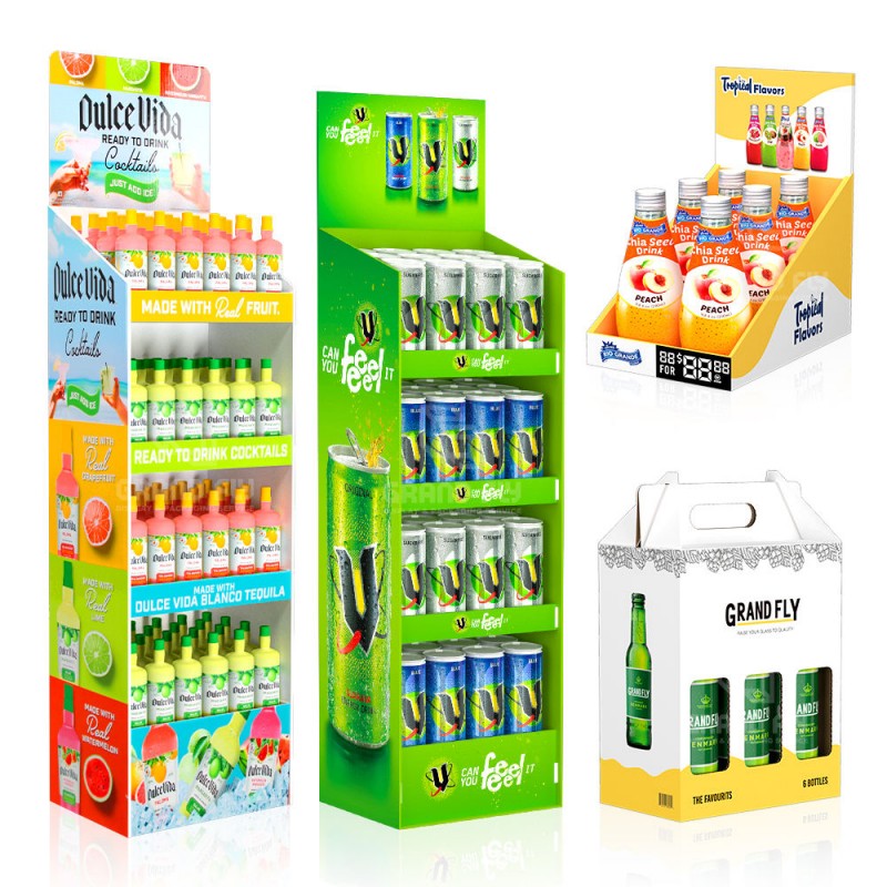 Stand Foldable Carton Supermarket Store Corrugated Display Shelf Rack